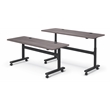 MooreCo Height Adjustable Flip Top Table 60x24 Sterling Ash Top Black Base