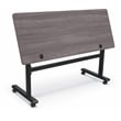 MooreCo Height Adjustable Flip Top Table 60x24 Sterling Ash Top Black Base
