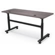 MooreCo Height Adjustable Flip Top Table 60x24 Sterling Ash Top Black Base