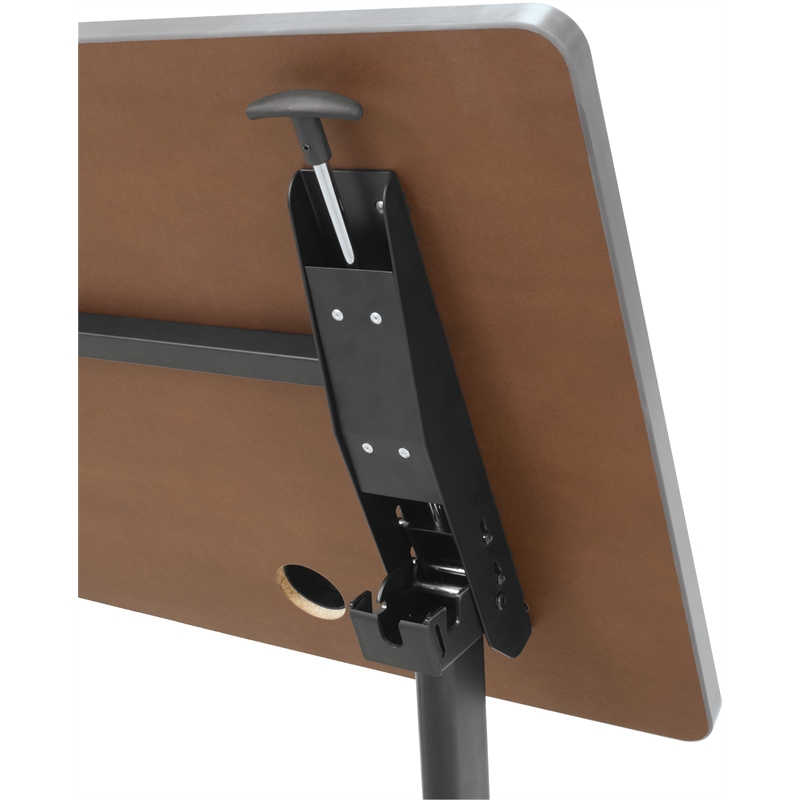 MooreCo Height Adjustable Flip Top Table 72x24 Beigewood Top Black Base