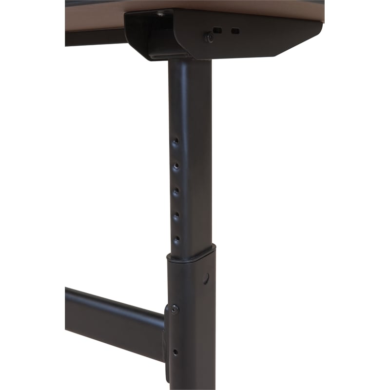 MooreCo Height Adjustable Flip Top Table 72x24 Beigewood Top Black Base