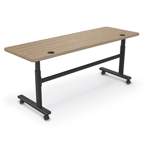 MooreCo Height Adjustable Flip Top Table 72x24 Buka Bark Top Black Base