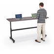 MooreCo Height Adjustable Flip Top Table 72x24 Sterling Ash Top Black Base