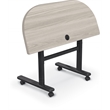 MooreCo Height Adjustable Flip Top Table 48x24 1/2 Round Grey Elm Top Black Base
