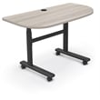 MooreCo Height Adjustable Flip Top Table 48x24 1/2 Round Grey Elm Top Black Base