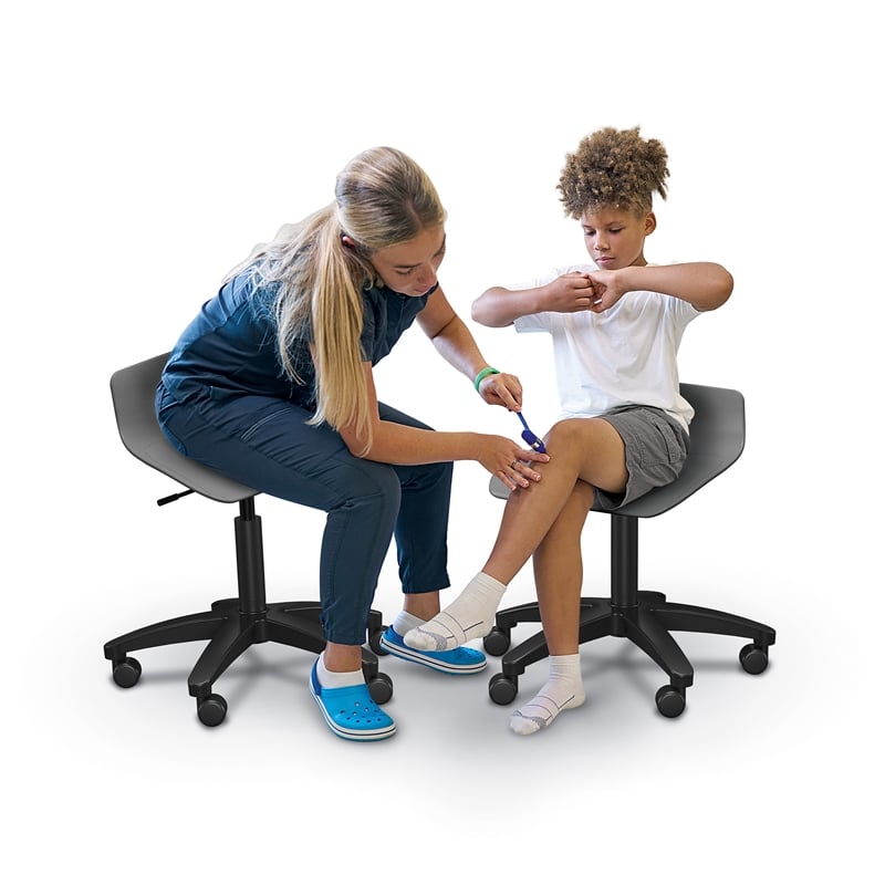 MooreCo Mobile Clinical Low Back Adjustable Gray Stool 5 Star Base Soft Casters