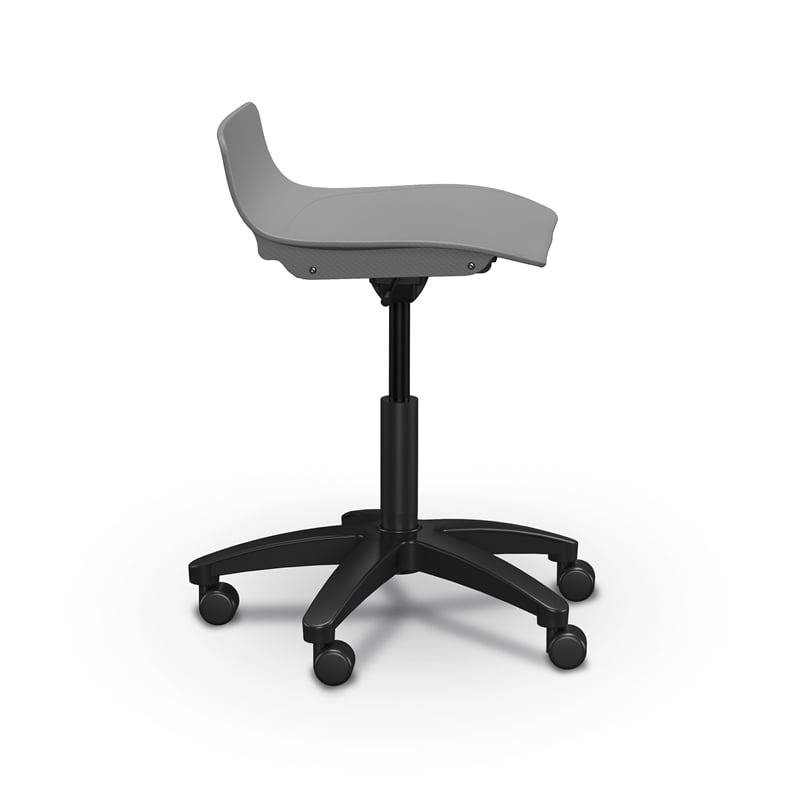 MooreCo Mobile Clinical Low Back Adjustable Gray Stool 5 Star Base Soft Casters