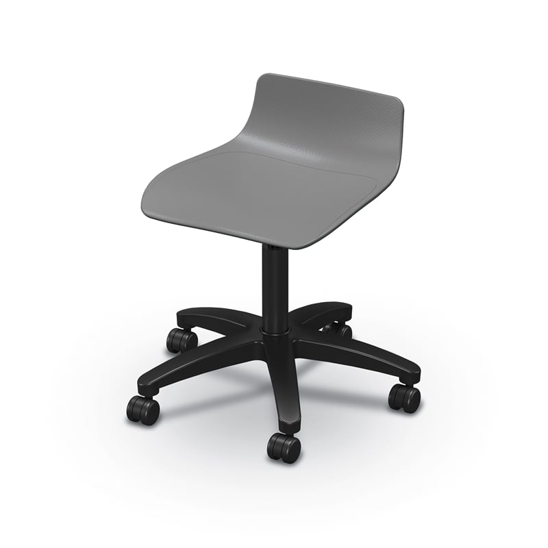 MooreCo Mobile Clinical Low Back Adjustable Gray Stool 5 Star Base Soft Casters