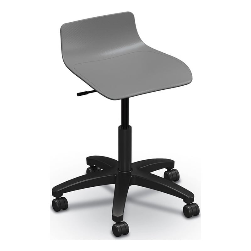 MooreCo Mobile Clinical Low Back Adjustable Gray Stool 5 Star Base Soft Casters