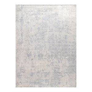 pasargad home beverly hand-loomed bamboo silk/wool rug in gray/beige