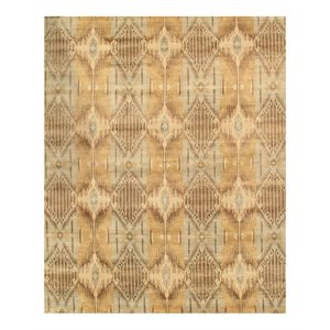 pasargad home ikat hand-knotted lamb's wool area rug in brown