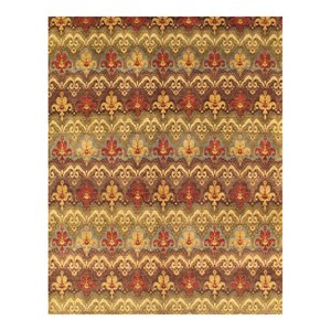 pasargad home ikat hand-knotted lamb's wool area rug in multi-color