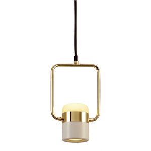 pasargad home enzo contemporary glass & steel pendant light in black/bronze
