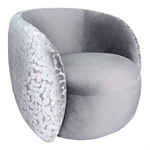 pasargad home allure modern poly fabric swivel armchair in gray