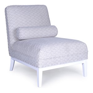 pasargad home firenze upholstered cotton lounge chair w/ pillow in white/silver