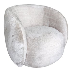 pasargad home napoli modern poly fabric swivel armchair in ivory