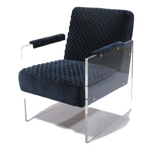 pasargad home tribecca contemporary acrylic & velvet accent chair in navy