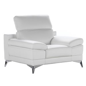 pasargad home casanova adjustable headrests leather lounge chair in white/chrome