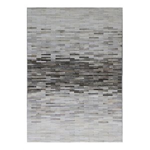 pasargad home galaxy cowhide leather area rug in silver/gray