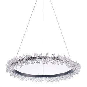 pasargad home claire 1-light metal & crystal chandelier light in clear/black