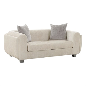 pasargad home bergamo ivory fabric loveseat with 2 pillows included