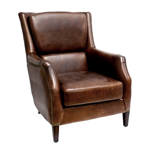 pasargad home vicenza collection top grain leather wing chair brown