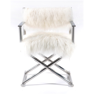 pasargad home mongolian fur director's chair with silver legs
