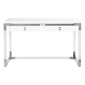 pasargad home firenze contemporary desk lacquer top with lucite and chrome base