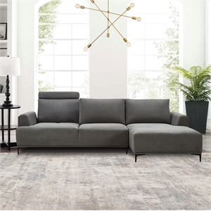 pasargad home modern lucca sectional sofa with push back functional, gray