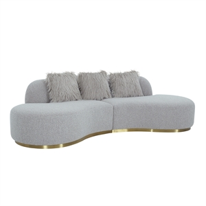 pasargad home simona collection modern curved sofa with 3 pillow grey