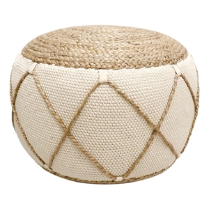 pasargad home santorini cotton and jute pouf natural and ivory