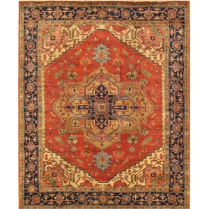 pasargad home serapi hand-knotted wool area rug rust