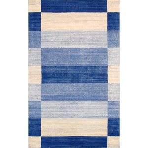 pasargad home gramercy hand-loomed bsilk & wool area rug blue