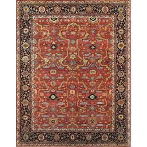 pasargad home ferehan hand-knotted wool area rug rust