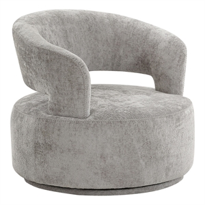 pasargad home piagia upholstered swivel base barrel chair silver