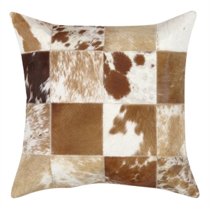 pasargad home safari checkered brown cowhide 17 inch decorative throw pillow