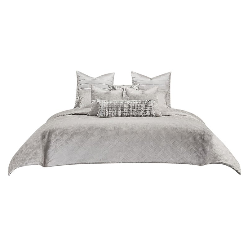 Michael Amini Casey 10-piece Fabric King Comforter Set in Silver/Platinum