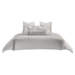 Michael Amini Casey 10-piece Fabric King Comforter Set in Silver/Platinum