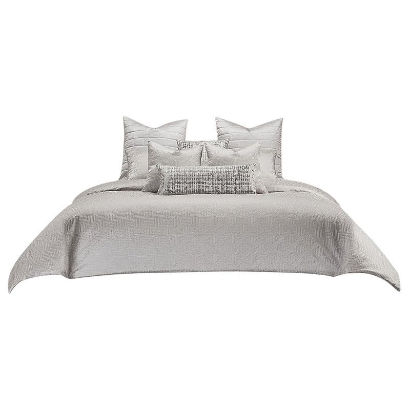 Michael Amini Casey 9-piece Fabric Queen Comforter Set in Silver/Platinum
