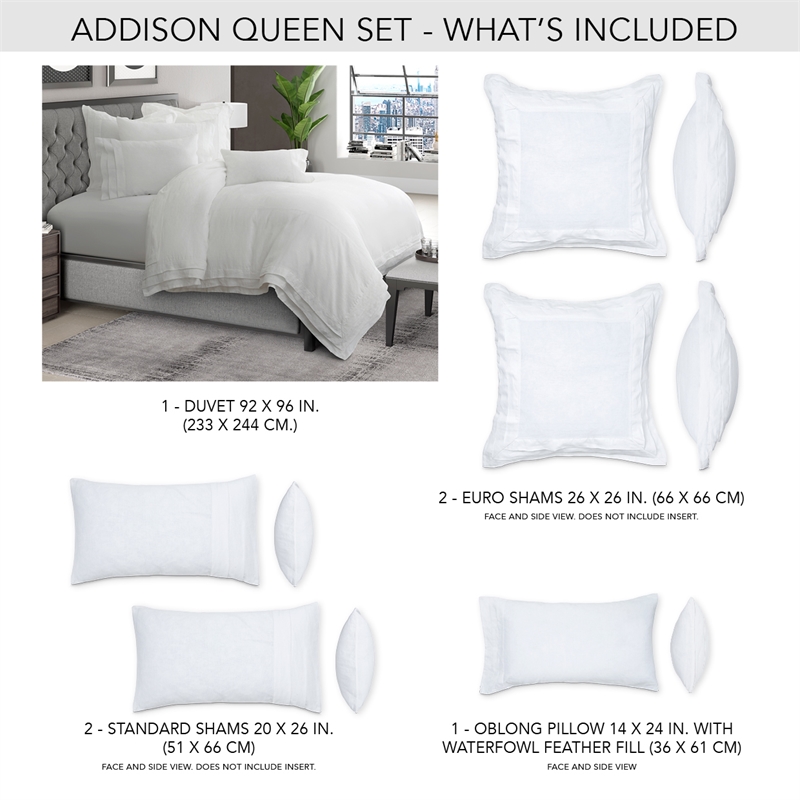 Michael Amini Addison 6-Piece Queen Linen Duvet Set in White