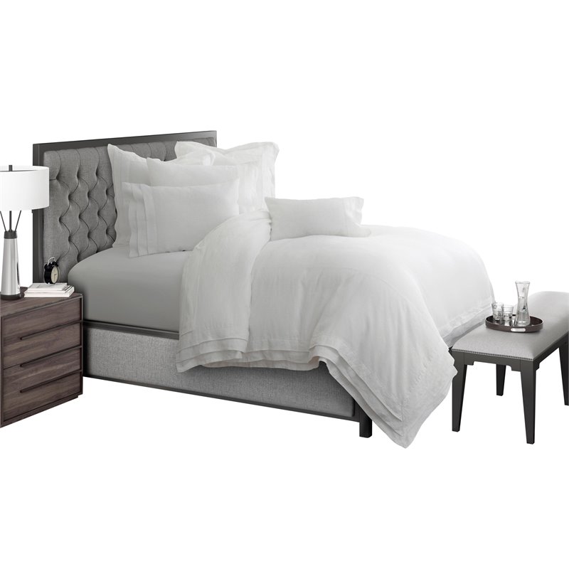 Michael Amini Addison 6-Piece Queen Linen Duvet Set in White