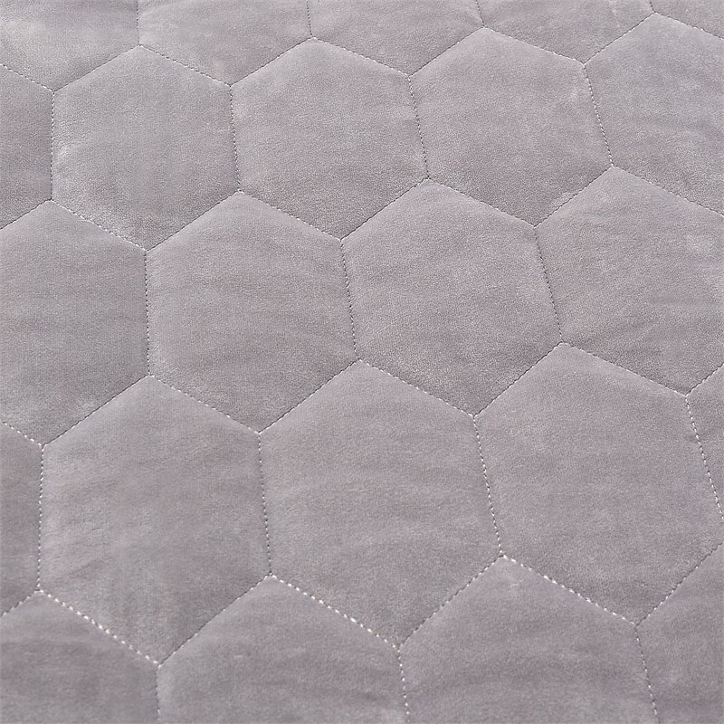 Michael Amini Affluent 4-Piece King Velvet Quilt Set in Dove Gray