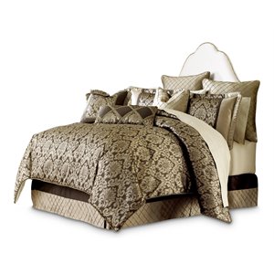 michael amini imperial 10-piece cotton king comforter set in bronze/gold