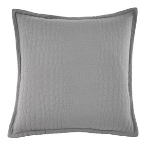 Michael Amini Trent 26&quot Embroidered Pebble Square Fabric Euro Shams in Gray