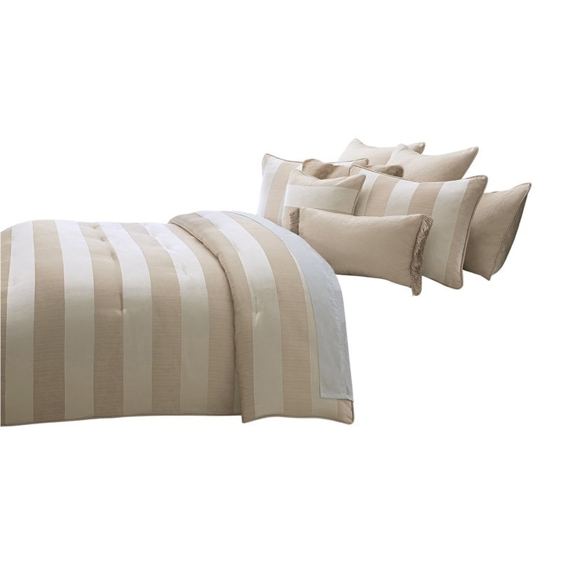 Michael Amini Amalfi 10-Piece King Comforter Set in Sand/Tan