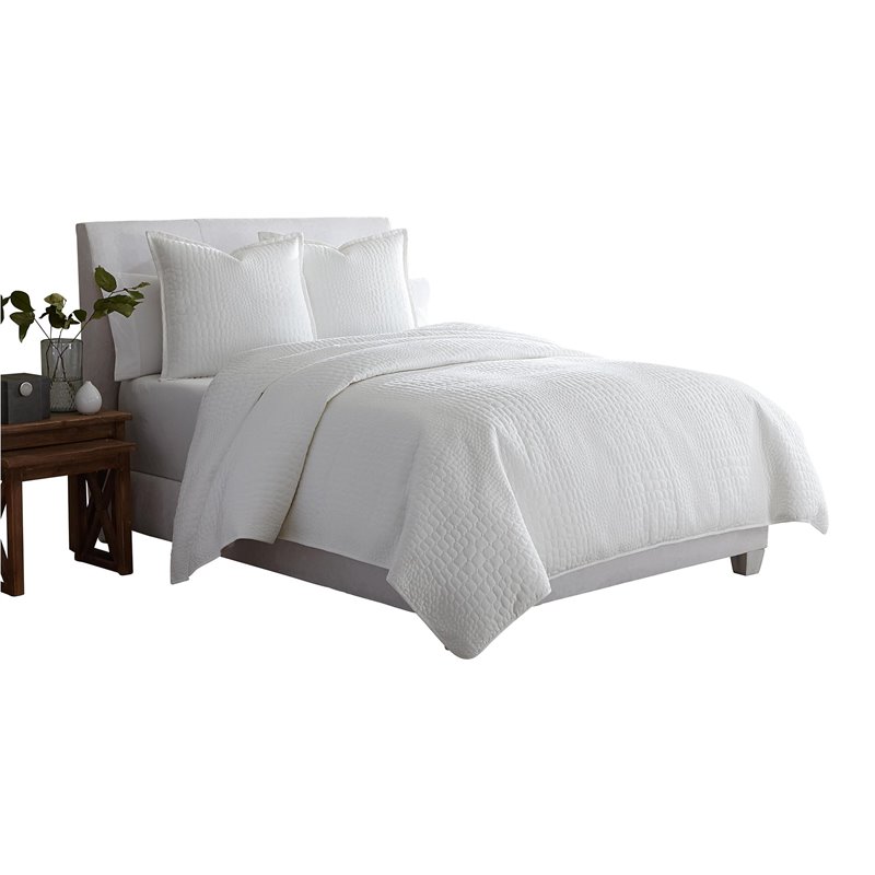 Michael Amini Ashworth 3-Piece Queen Cotton Duvet Set in White