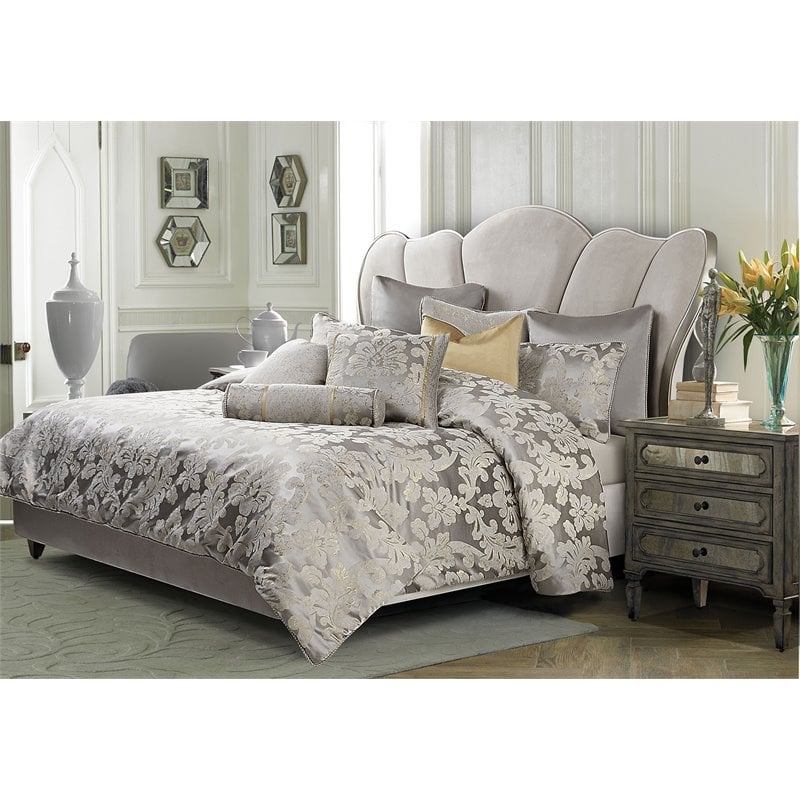 Michael Amini Assisi 10-Piece King Comforter Set in Platinum Silver