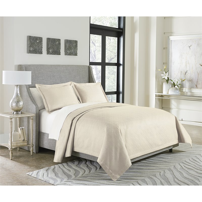 Michael Amini Potenza 3-Piece Queen Throw Set - Ivory Pearl