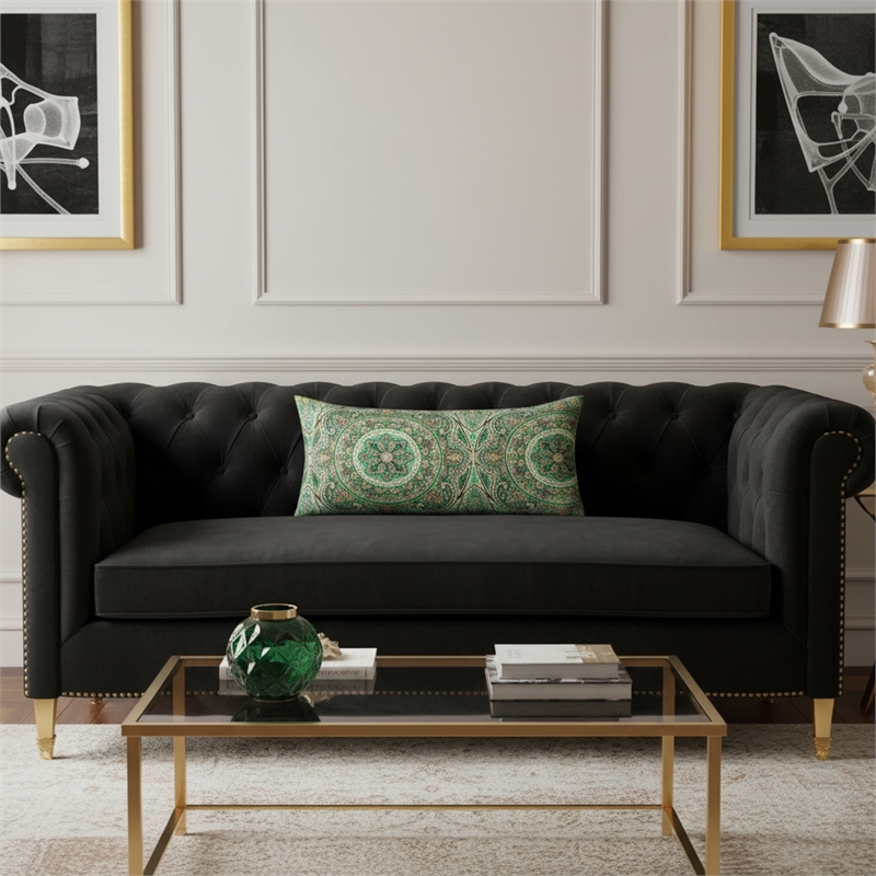 Michael Amini Emerald Isle Oblong Fabric Throw Pillow in Green/Indigo Set of 2