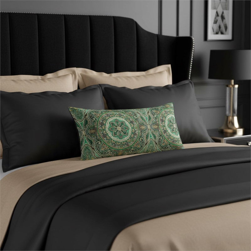 Michael Amini Emerald Isle Oblong Fabric Throw Pillow in Green/Indigo Set of 2